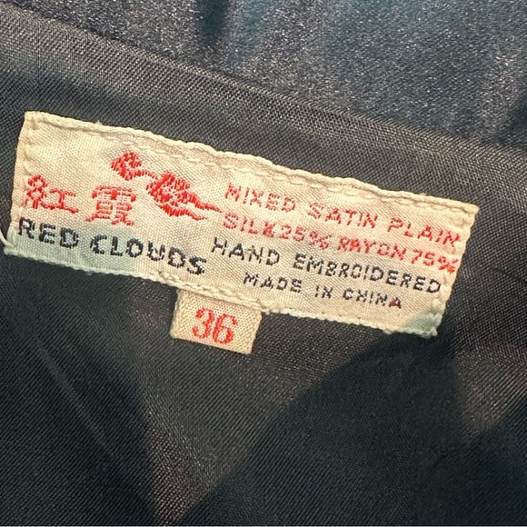 Vintage Chinese Silk Embroidered Top Floral Frog Closure Mandarin Collar 36 - Picture 11 of 12